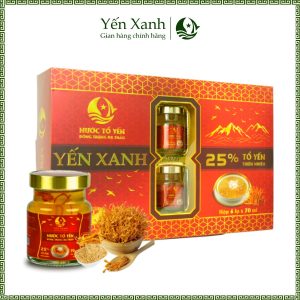 Nước tổ yến sào cao cấp chưng đông trùng hạ thảo 25% tổ yến - YẾN XANH - Hộp quà tặng 6 lọ
